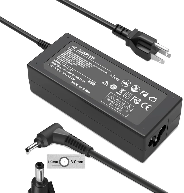 Main image of 19V Laptop Charger Copmatible with Acer Chromebook 11 13 14 15 R11 CB3 CB5 C740 C720 C720p C738T, 65W Replacement Power Cord AC Adapter Supply (Small Connecter with EMI Filter)