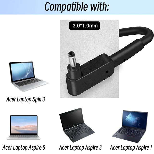 Alt view image 3 of 7 - 19V Laptop Charger Copmatible with Acer Chromebook 11 13 14 15 R11 CB3 CB5 C740 C720 C720p C738T, 65W Replacement Power Cord AC Adapter Supply (Small Connecter with EMI Filter)