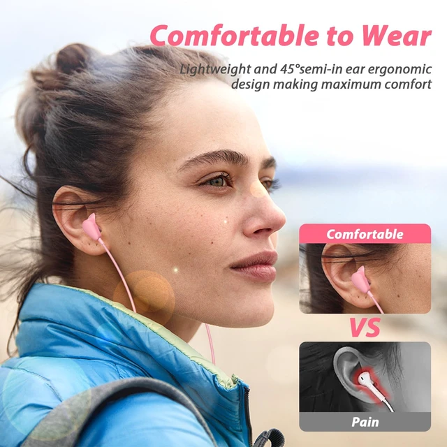 Alt view image 3 of 7 - 3.5mm Headphones Wired Earbuds for Samsung A25 A15 A12 A13, Pink Wired Earphones with Microphone Song Skip Ear Bud Wire for Galaxy A14 A23 A71 A03s/Moto G Power Pure/Pixel 5a 4a