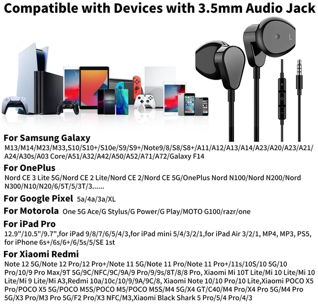 Alt view image 6 of 7 - School Earbuds Wired 3.5mm Headphones with Mic for PC Laptop Black Volume Control Magnetic Earphones in Ear Bud for Samsung Galaxy A25 A15 A03s A23 S10/Moto G Power Pure/Google Pixel 4a 3a 5a