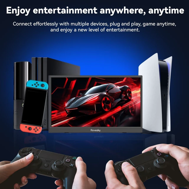 Alt view image 7 of 7 - Cordless 15.6" Portable Monitor with 8000mAh Battery 1080P FHD IPS Laptop Screen Extender, Wireless Display for Phone, PS4/PS5, Xbox, Switch & Office Use
