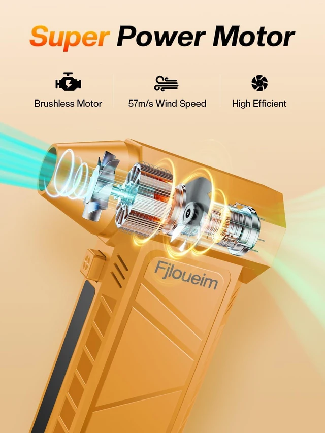 Alt view image 2 of 6 - Electric Air Duster, 130,000RPM Compressed Air Duster Rechargeable with 4-Speed Settings, Mini Turbo Jet Fan Blower Portable USB-C for Keyboards PC Electronics CarsOrange
