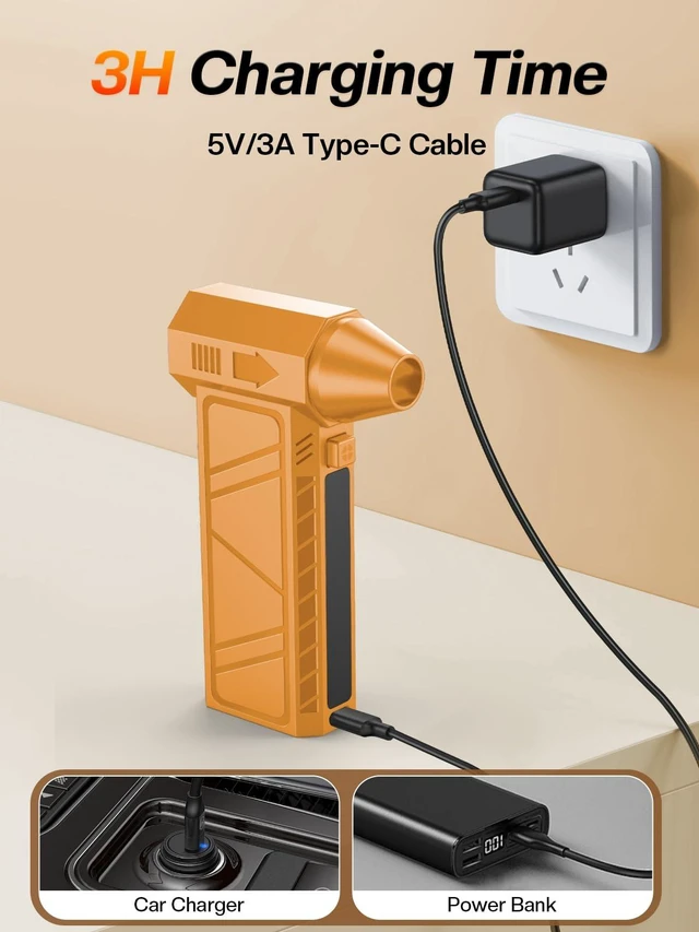 Alt view image 3 of 6 - Electric Air Duster, 130,000RPM Compressed Air Duster Rechargeable with 4-Speed Settings, Mini Turbo Jet Fan Blower Portable USB-C for Keyboards PC Electronics CarsOrange
