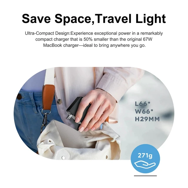 Alt view image 7 of 7 - 65W USB Type C Charger for Nimo N151 N151S N152 N153 N154 15.6" N171 N171S 17.3" FHD Laptop Notebook PC PD3.0 GaN 60W 65w USB-C Power Supply Travel Charger with 6.6ft USB C Cable & Foldable Plug