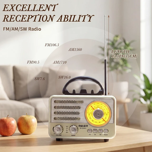 Alt view image 2 of 7 - Radio Portable AM FM SW Bluetooth Speaker Vintage Radios with Phone Stand Small Retro Radio Battery Powered for Vintage Decor Birthday Gifts for Women,Men,DadGold