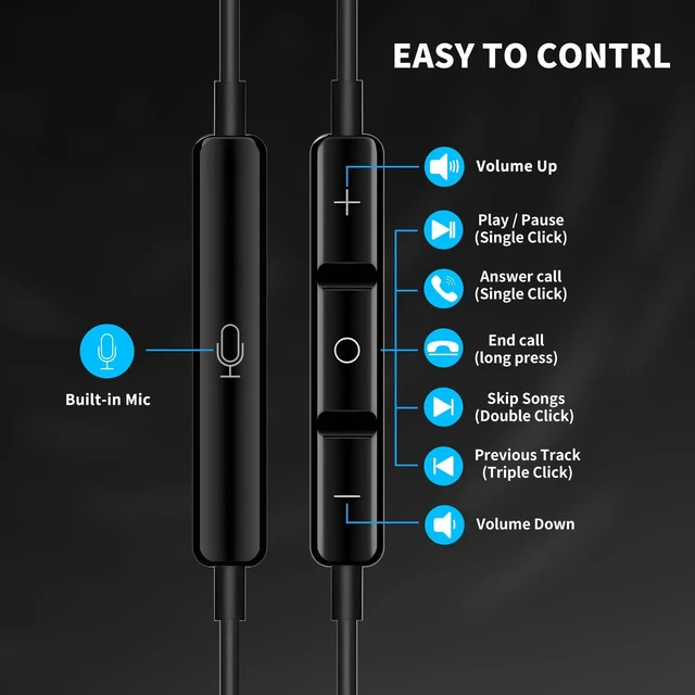 Alt view image 3 of 7 - School Earbuds Wired 3.5mm Headphones with Mic for PC Laptop Black Volume Control Magnetic Earphones in Ear Bud for Samsung Galaxy A25 A15 A03s A23 S10/Moto G Power Pure/Google Pixel 4a 3a 5a