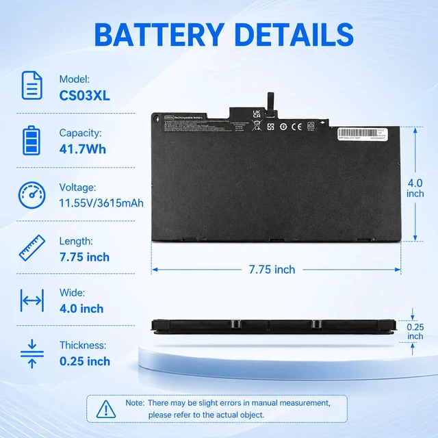 Alt view image 2 of 7 - CS03XL Battery for HP Elitebook 745 755 840 848 850 G3 Laptop Laptop Battery for 800513-001 800231-1C1 800513-001 CS03 CS03046XL HSTNN-IB6Y HSTNN-UB6S HSTNN-I33C-4