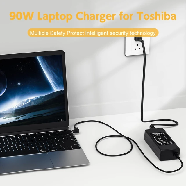 Alt view image 4 of 7 - Laptop Charger Compatible with Toshiba Satellite PA3468U-1ACA, PA3516U-1ACA, PA3714U-1ACA, PA5035U-1ACA, PA5177U-1ACA, PA5180U-1ACA, PA3467U-1ACA, PA-1900-04, PA-1900-05, PA-1900-24 Power Supply Cord