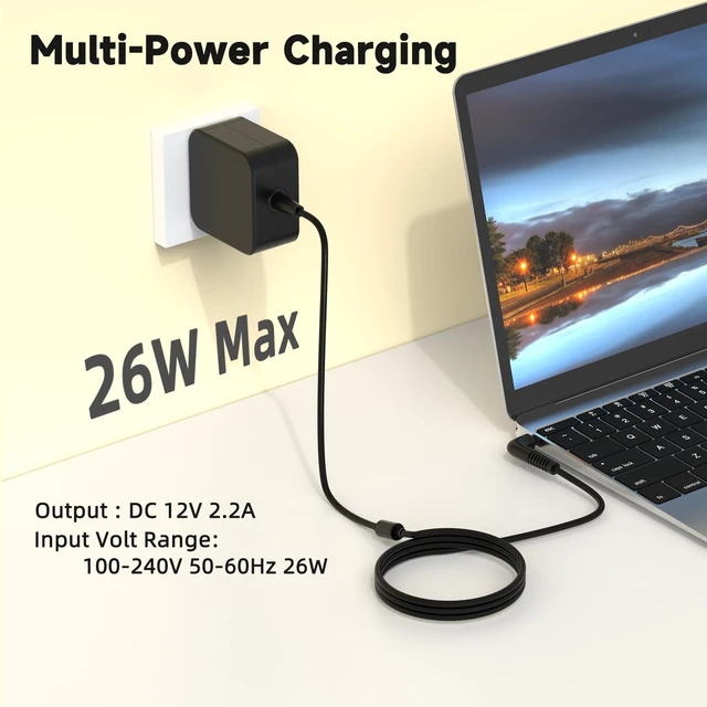 Alt view image 2 of 7 - 26W 12V Charger Compatible with Samsung 11.6" Chromebook 3/2 XE500C13 XE501C13 XE500C12 XE503C12 XE503C32 XE303C12 2.5×0.7mm AC Adapter