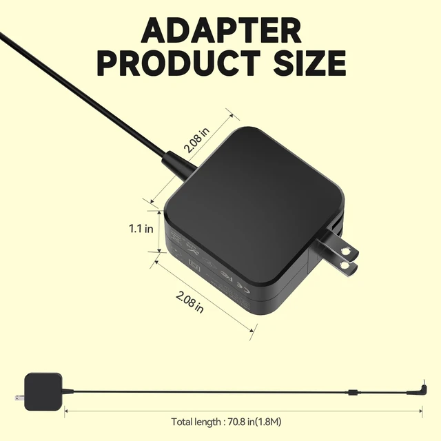 Alt view image 3 of 7 - 26W 12V Charger Compatible with Samsung 11.6" Chromebook 3/2 XE500C13 XE501C13 XE500C12 XE503C12 XE503C32 XE303C12 2.5×0.7mm AC Adapter