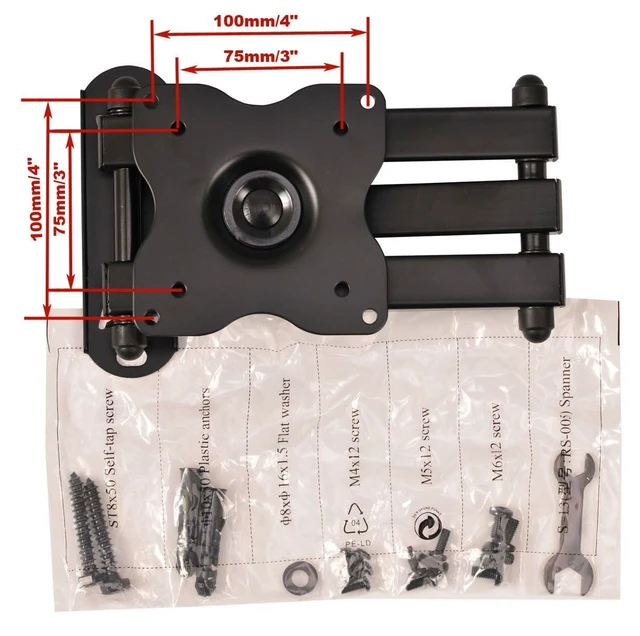 Alt view image 6 of 7 - TV Wall Mount Monitor Bracket with Full Motion Articulating Tilt Arm 15" Extension for Most 27" 30" 32" 35" 37" 39" 40" LCD LED TVs with VESA 200x200 ML14B WS2
