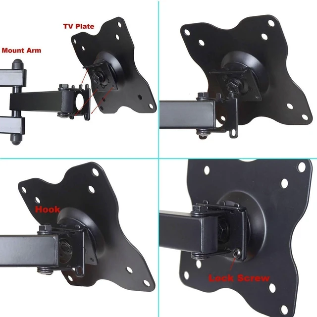 Alt view image 7 of 7 - TV Wall Mount Monitor Bracket with Full Motion Articulating Tilt Arm 15" Extension for Most 27" 30" 32" 35" 37" 39" 40" LCD LED TVs with VESA 200x200 ML14B WS2