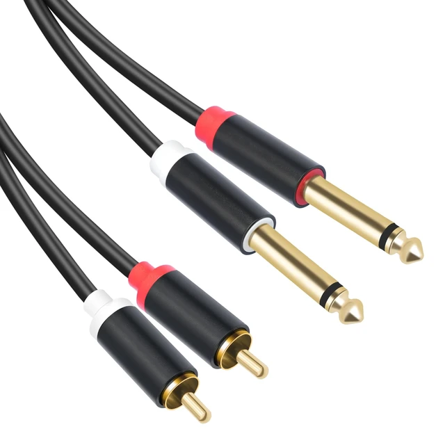 Alt view image 2 of 7 - Dual 1/4 TS to Dual RCA Stereo Audio Interconnect Cable 16FT, Gold Plated Copper Shell Heavy Duty 2X6.35mm Male TS to 2 RCA Male Adapter Cable