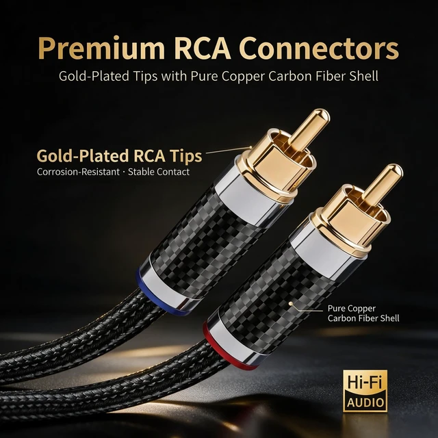 Alt view image 3 of 7 - HiFi USB C to RCA Audio Cable 4.92ft Type - C to Dual RCA Y Splitter 99.99% Silver-Plated OFC Core, DAC Chip, 24K Gold-Plated Plugs, Braided Jacket, Dual Shielding for Amplifier/Speaker/DVD