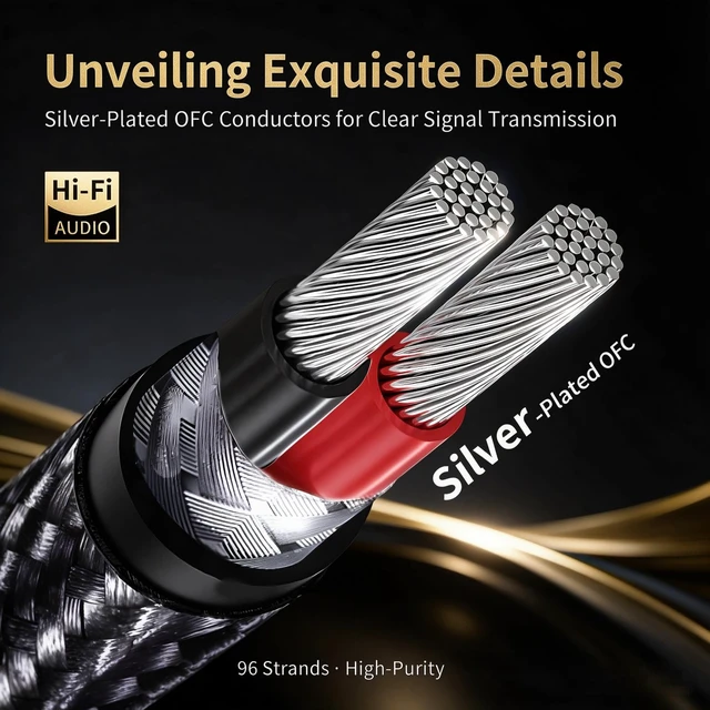 Alt view image 2 of 7 - HiFi USB C to RCA Audio Cable 4.92ft Type - C to Dual RCA Y Splitter 99.99% Silver-Plated OFC Core, DAC Chip, 24K Gold-Plated Plugs, Braided Jacket, Dual Shielding for Amplifier/Speaker/DVD