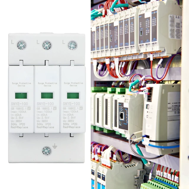 Alt view image 5 of 7 - 275V 3P 100KA Photovoltaic Whole House Surge Protecter Low Voltage Monitoring Lightning Arrester Lighting Protection Device Voltage Lightning Arrester Distribution Device Box