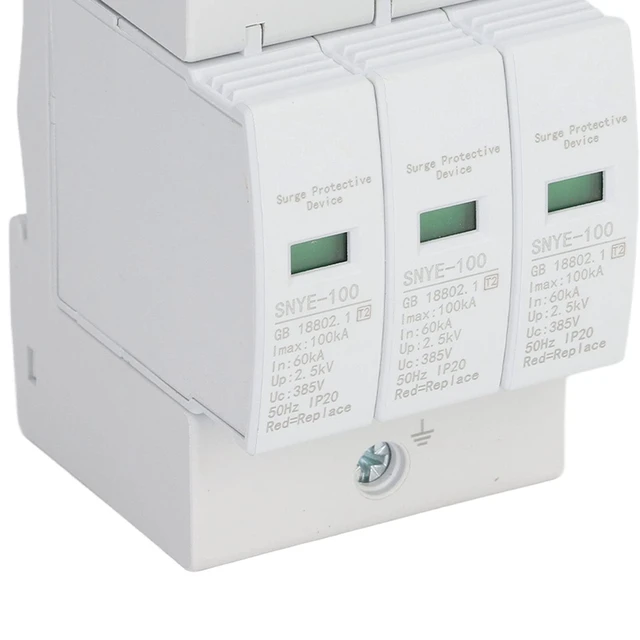 Alt view image 7 of 7 - 275V 3P 100KA Photovoltaic Whole House Surge Protecter Low Voltage Monitoring Lightning Arrester Lighting Protection Device Voltage Lightning Arrester Distribution Device Box