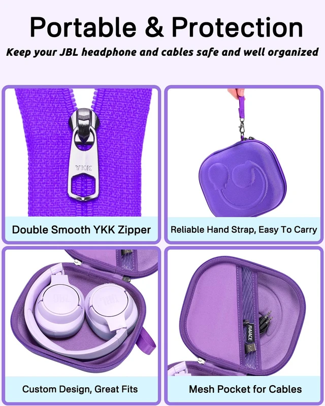 Alt view image 3 of 7 - Hard Storage Case Compatible with JBL Tune 520BT 510BT 500BT 660NC 770NC, for JBL Live 770NC 760NC 460NC 660NC Headphones and More Headset, Travel Carrying Bag.(Case Only)-Purple