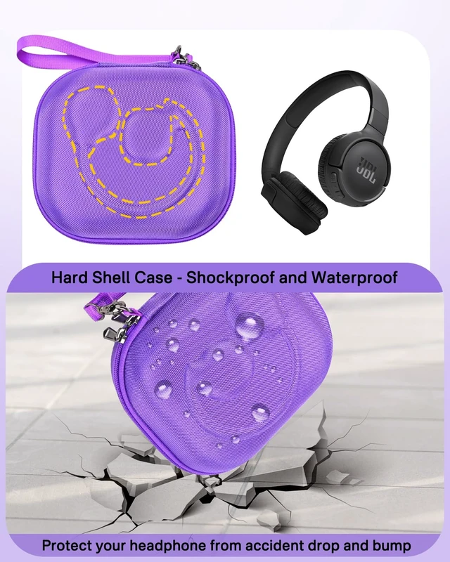 Alt view image 4 of 7 - Hard Storage Case Compatible with JBL Tune 520BT 510BT 500BT 660NC 770NC, for JBL Live 770NC 760NC 460NC 660NC Headphones and More Headset, Travel Carrying Bag.(Case Only)-Purple