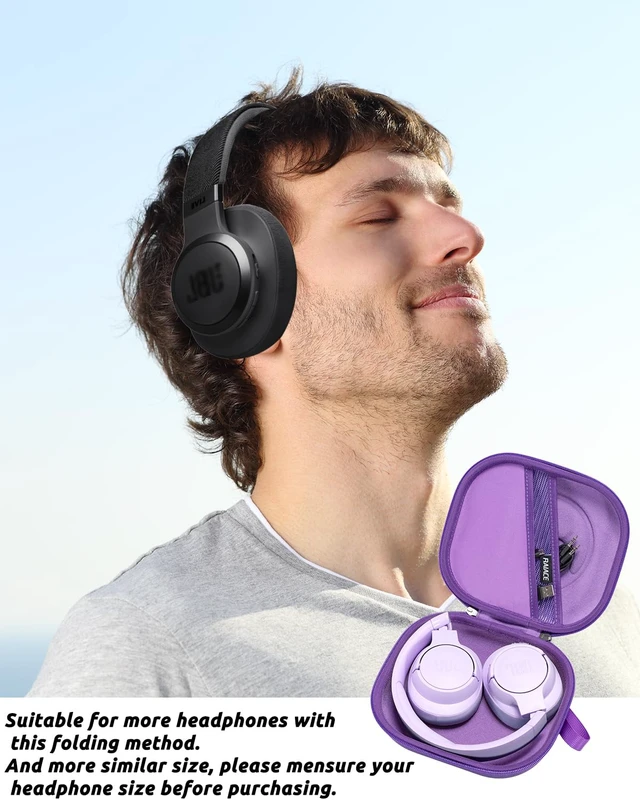 Alt view image 7 of 7 - Hard Storage Case Compatible with JBL Tune 520BT 510BT 500BT 660NC 770NC, for JBL Live 770NC 760NC 460NC 660NC Headphones and More Headset, Travel Carrying Bag.(Case Only)-Purple