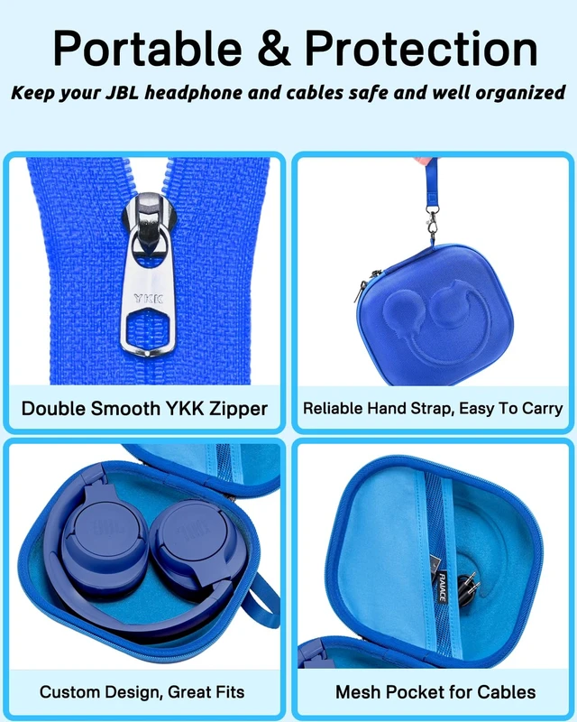 Alt view image 3 of 7 - Hard Storage Case Compatible with JBL Tune 520BT 510BT 500BT 660NC 770NC, for JBL Live 770NC 760NC 460NC 660NC Headphones and More Headset, Travel Carrying Bag.(Case Only)-Blue