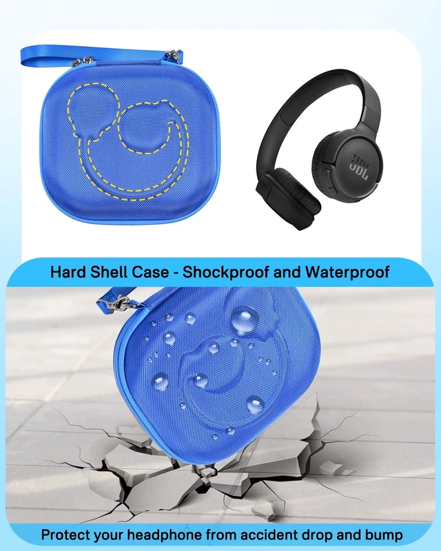 Alt view image 4 of 7 - Hard Storage Case Compatible with JBL Tune 520BT 510BT 500BT 660NC 770NC, for JBL Live 770NC 760NC 460NC 660NC Headphones and More Headset, Travel Carrying Bag.(Case Only)-Blue