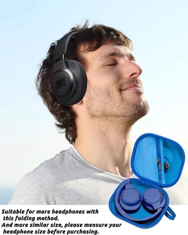 Alt view image 7 of 7 - Hard Storage Case Compatible with JBL Tune 520BT 510BT 500BT 660NC 770NC, for JBL Live 770NC 760NC 460NC 660NC Headphones and More Headset, Travel Carrying Bag.(Case Only)-Blue