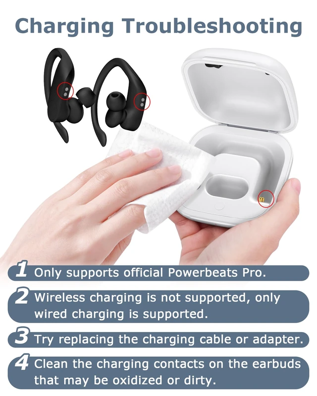 Alt view image 7 of 7 - Charging Case Replacement Compatible with Powerbeats Pro - 700mAh Battery Portable Earbuds Charger Case with Bluetooth Pairing (White)
