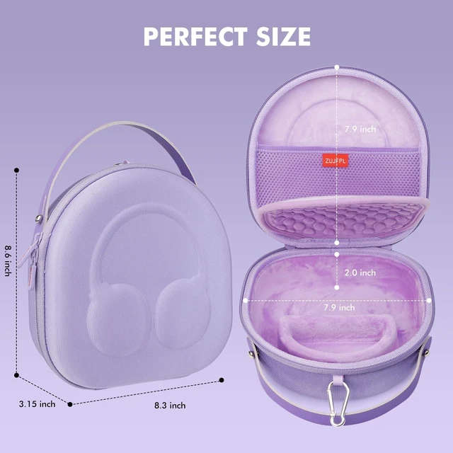 Alt view image 3 of 7 - EVA Hard Shell Case for JBL TUN 670NC/520BT/770NC/720BT and JBL Live 670NC/770NC and Anker Soundcore Life Q20iWireless Headphones, Premium Travel Protective Headphone Storage Bag - Purple