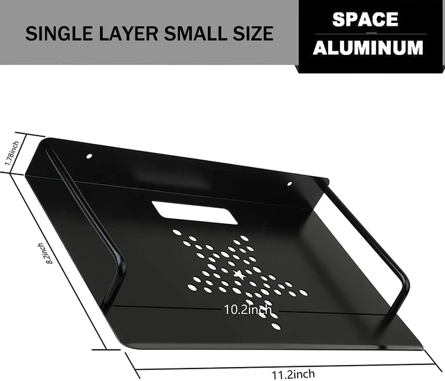 Alt view image 2 of 6 - Alumimum Alloy Wall Mount Shelf Bracket for TV Accessories WiFi Router TV Box Set Top Box (Black, 11.2'' x 8.2'')