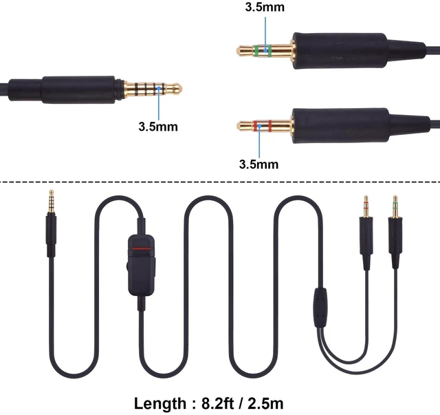 Alt view image 3 of 7 - MMX 300 2nd Gen Replacement Cable for Beyerdynamic MMX 300 2nd Generation/MMX 300 Gaming Headset, Volume Control Inline Mute, Plug and Play Twisted Pair OFC Copper Wire (8.2Ft / 2.5m)
