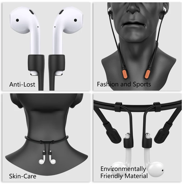 Alt view image 5 of 7 - for Airpods Pro 3/2/1 Airpod 4/3/2/1 Silicone Neckband Strap Magnetic Lightweight Airpod Holder Skin-Friendly, Anti-Lost Wire Cord for Gym (Orange)