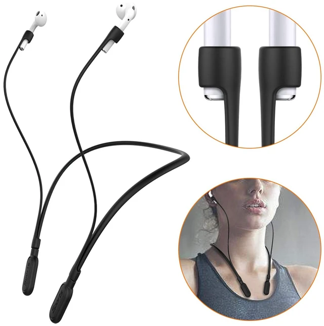 Main image of for Airpods Pro 3/2/1 AirPods 4/3/2/1 Silicone Neckband Strap Skin-Friendly Lightweight Airpod Holder, Anti-Lost Wire Cord for Gym, Wireless Headphone Strap (Black)