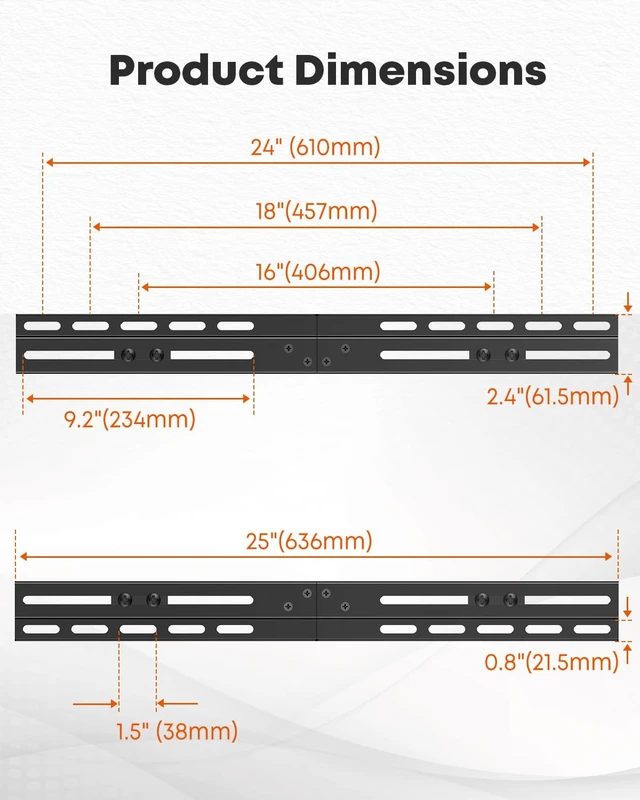 Alt view image 4 of 7 - TV Wall Mount Extension Bracket for 16-24 Inch Wood Studs Supports up to 154 lb with universal adapter plate for easy centering on off-center wood studs; hardware included