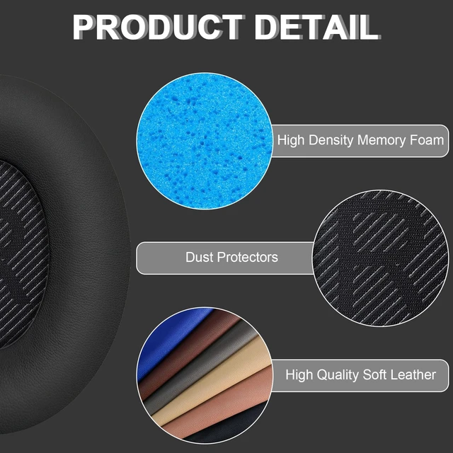 Alt view image 4 of 7 - Replacement Ear Pads for Bose QC35/QC35ii Headphones-Black&Black Earpads for Bose QuietComfort 35/35ii Wireless Headphones, Ear Cushions Covers for Bose QC25/15/2/Ae2/Sound Link/True