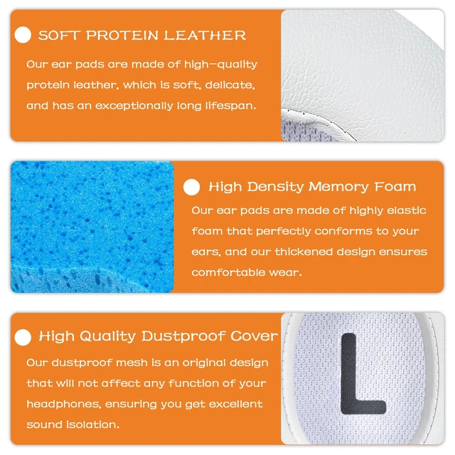 Alt view image 3 of 7 - Replacement Ear Pads for JBL Tune 700BT, 710BT, 720BT, Tune 750BTNC, 760NC, 770NC Wireless Over-Ear Headphones, Ear Cushions, Ear Cups Cover Repair Parts (White)
