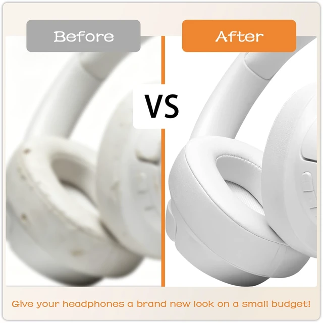 Alt view image 6 of 7 - Replacement Ear Pads for JBL Tune 700BT, 710BT, 720BT, Tune 750BTNC, 760NC, 770NC Wireless Over-Ear Headphones, Ear Cushions, Ear Cups Cover Repair Parts (White)