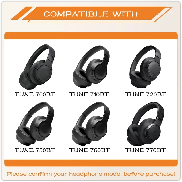 Alt view image 2 of 7 - Replacement Ear Pads for JBL Tune 700BT, 710BT, 720BT, Tune 750BTNC, 760NC, 770NC Wireless Over-Ear Headphones, Ear Cushions, Ear Cups Cover Repair Parts (White)