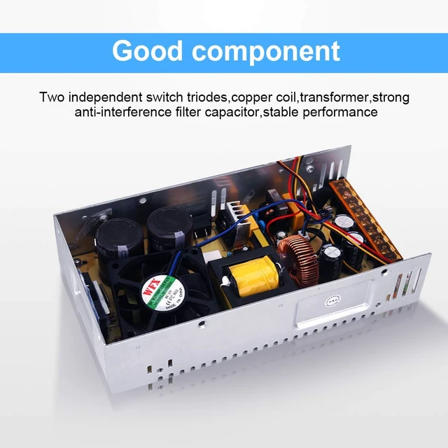 Alt view image 6 of 7 - Adjustable DC Power Voltage Converter AC 110V-220V to DC 0-48V 10A Module Switching Power Supply Digital Display 480W Voltage Regulator Transformer Built in Cooling Fan
