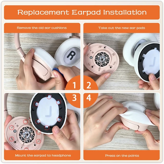 Alt view image 5 of 7 - Replacement Ear Pads for JBL Tune 700BT, 710BT, 720BT, Tune 750BTNC, 760NC, 770NC Wireless Over-Ear Headphones, Ear Cushions, Ear Cups Cover Repair Parts (White)