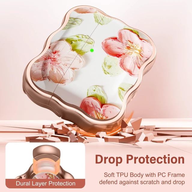 Alt view image 4 of 7 - for AirPods Pro 3 Case with Secure Lock, Cleaner Kit & Keychain Flower Print Cover with Scalloped Edge for Women Girls Compatible with Apple AirPods Pro 3 Case Cover, Drop Protection