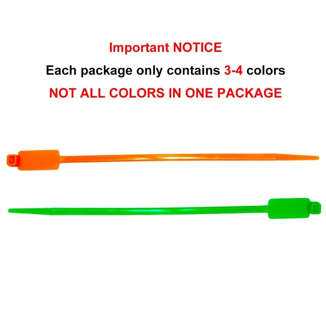 Alt view image 2 of 7 - MultiColor Plastic Cable Tie With Label 8 Inch 100 Pcs Write on Tags Wire Zip Ties Cable Mark Tags 5 x 200mm Nylon Power Marking Label Binding Strap