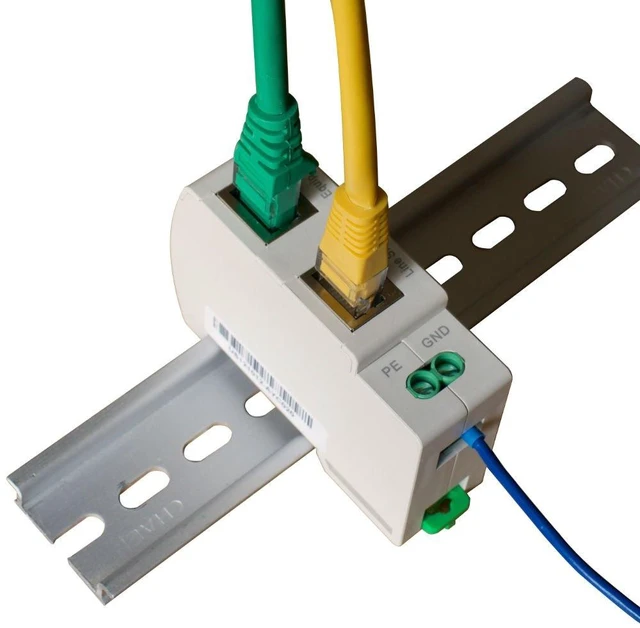 Main image of WTH-SG/RJ45-O DIN-Rail Mounted Ethernet Surge Protector 1-2, 3-6 GDT Surge Protection