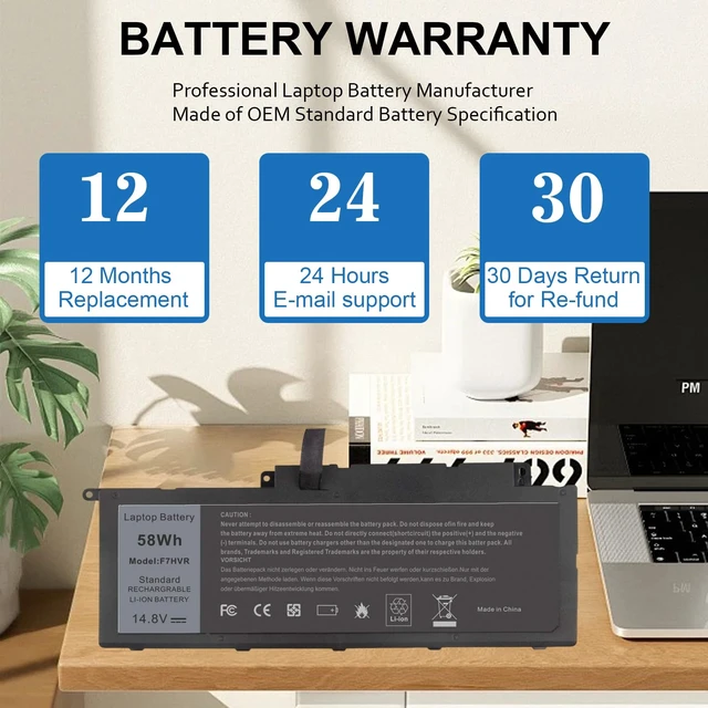 Alt view image 6 of 7 - F7HVR Laptop Battery Replacement for Dell Inspiron 17 7737 7746 15 7537 5545 Series Ins15HD-2528 Ins15HD-1528 Ins15HD-1828T G4YJM 062VNH T2T3J Battery 14.8V 58Wh