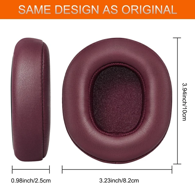 Alt view image 3 of 7 - Ear Pads Replacement for Skullcandy Crusher Evo ANC Ear Cushions -Burgundy Protein Leather Covers for Crusher Wireless/ANC/EVO Hesh 3 Venue Wireless Headphones