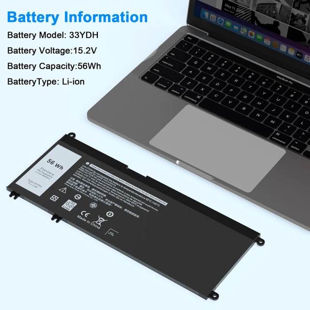 Alt view image 5 of 7 - 33YDH 56Wh Laptop Battery Compatible with Dell Inspiron 17 7000 7773 7778 7779 7786 15 7577 3579 3779 5587 7588 G3 G7 G5 Latitude 3779 3579 3380 3490