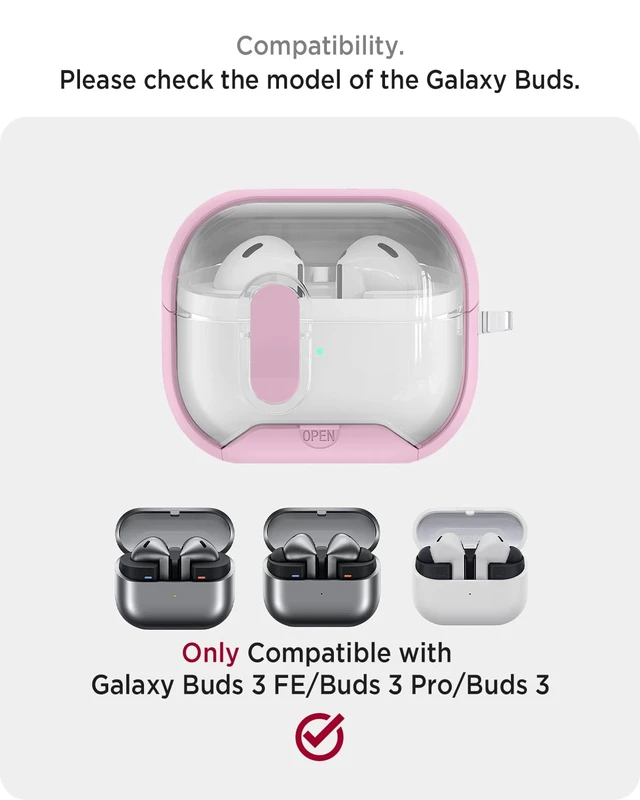 Alt view image 2 of 7 - for Samsung Galaxy Buds 3/Buds3 pro/Buds3 FE Case with Phone Stand, Secure Lock Clip Full Body Shockproof Protective Cover for Galaxy Buds 3/Buds3 pro /Buds3 FE with Carabiner(Pink)