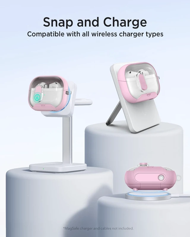 Alt view image 7 of 7 - for Samsung Galaxy Buds 3/Buds3 pro/Buds3 FE Case with Phone Stand, Secure Lock Clip Full Body Shockproof Protective Cover for Galaxy Buds 3/Buds3 pro /Buds3 FE with Carabiner(Pink)