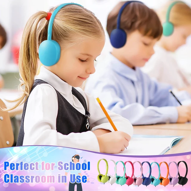 Alt view image 6 of 7 - Classroom Kids Headphones Bulk 100 Pack 10 Colourful Class Set of Headphones for Students Children Toddler Boys Girls Teen and Adult