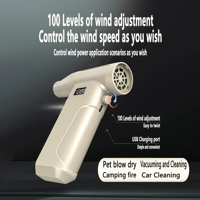 Alt view image 2 of 7 - Compressed Air Duster, 130000RPM 100 Gear Speed Adjustable Electric Air Blower, Brushless Motor Cordless Air Duster with Type-C Fast Charging, for Keyboard, Computer, Car, Home, Outdoor CleaningPet